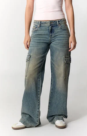 Casey Low Rise Baggy Jeans Tinted Cargo Medium Blue image number 2
