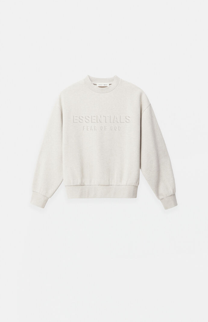 Fear of God Kids Heather Oatmeal Embossed Classic Crew Neck Sweatshirt