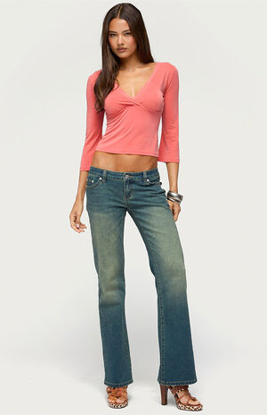 Mar V Neck Quarter Sleeve Top image number 4