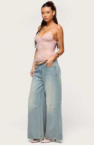 Nolyn Sheer Lace V Neck Bodysuit image number 4