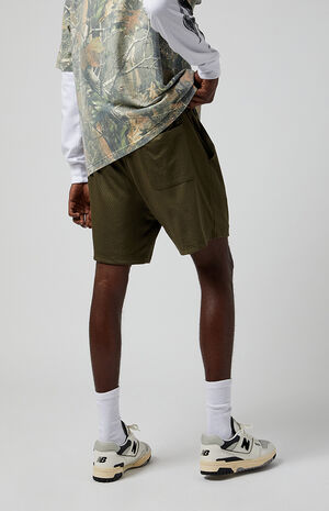 Olive Pacific Sunwear Aaron Mesh Volley Shorts image number 5