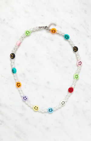 Rainbow Smiley Beaded Necklace