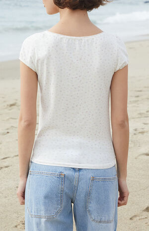 White Floral Gina Cinched Top image number 3