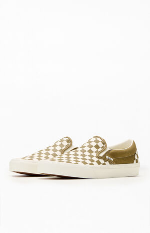 Olive Checkerboard Slip-On Shoes image number 2