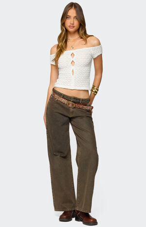 Layken Off Shoulder Texture Top image number 4