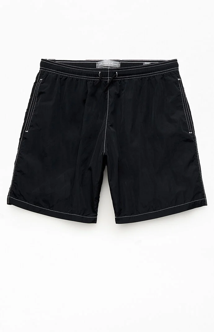 Pacsun Black Baggy Contrast Crinkle 8" Swim Trunks