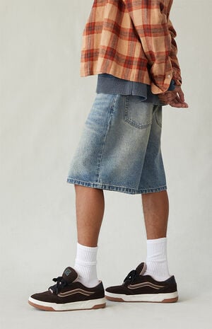 Medium Blue Tint Baggy Denim Shorts image number 4