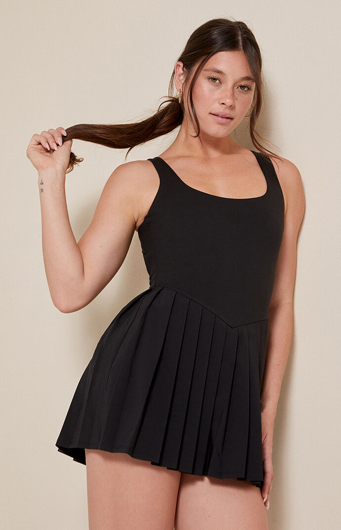 【INCHANT ME】Strap Pleats Mini One Piece PAC 1980 PAC WHISPER Active Pleated Drop V Waist Mini Dress