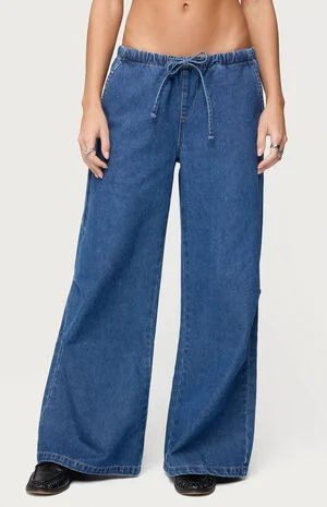 Vicky Tie Waist Low Rise Baggy Jeans image number 1