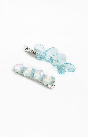 2 Pack Blue Butterfly Star Hair Clips image number 2