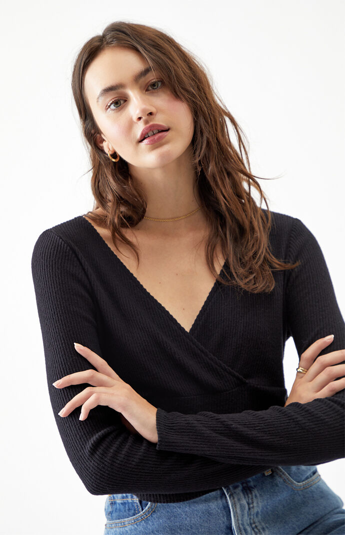 Cozy Surplice Long Sleeve Top