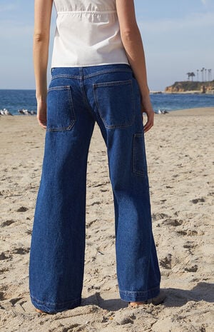 Dark Indigo Gracie Low Rise Baggy Carpenter Jeans image number 3