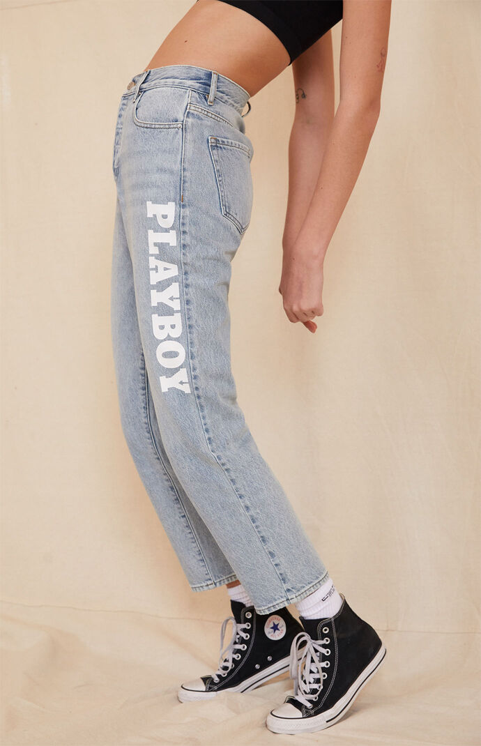 By PacSun Light Blue High Waisted Straight Leg Jeans