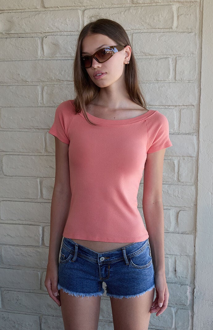John Galt Coral Ginny Off-The-Shoulder Top