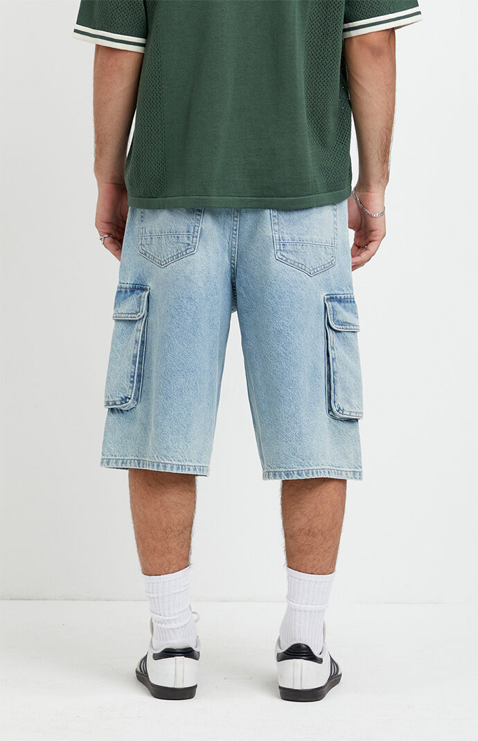 Pacsun Austin Extreme Baggy Jean Shorts Cargo Light Blue | Pacsun