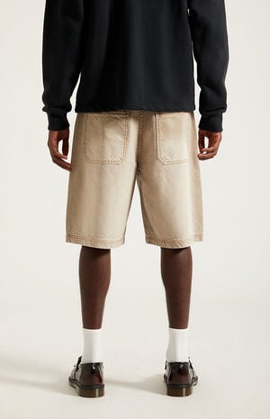 Parker Baggy Denim Shorts Tan Washed image number 5