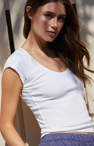 White Ronnie Lace Trim Top image number 1