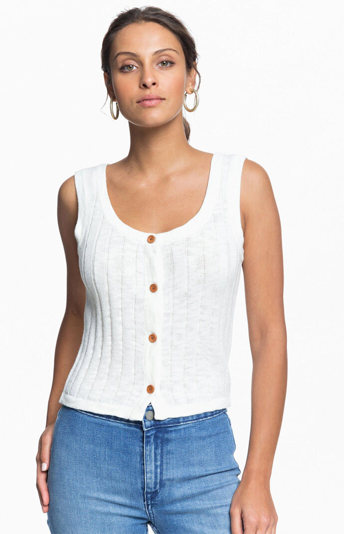 White Be Sensational Sweater Tank Top