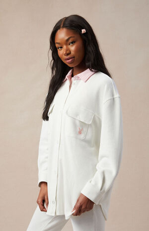 By PacSun V-Day Lounge Button Down Shirt image number 3