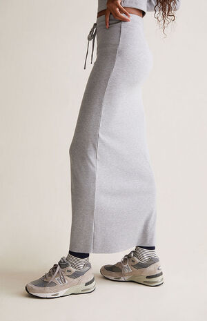 Ribbed Drawcord Maxi Skirt image number 3