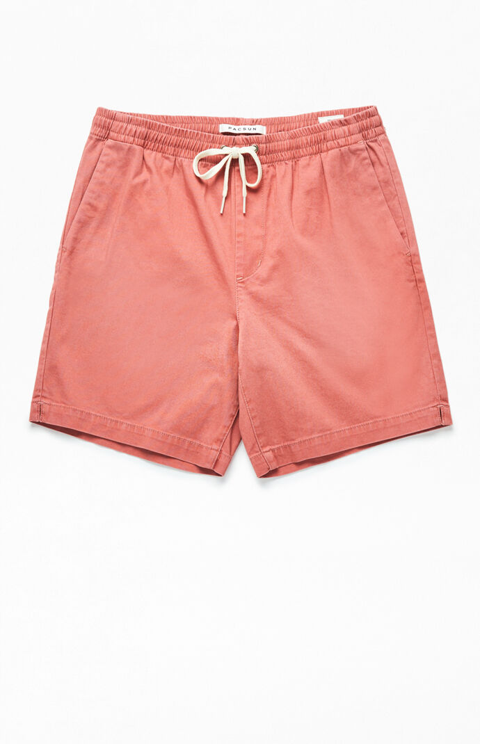 Red Stretch Twill Volley Shorts