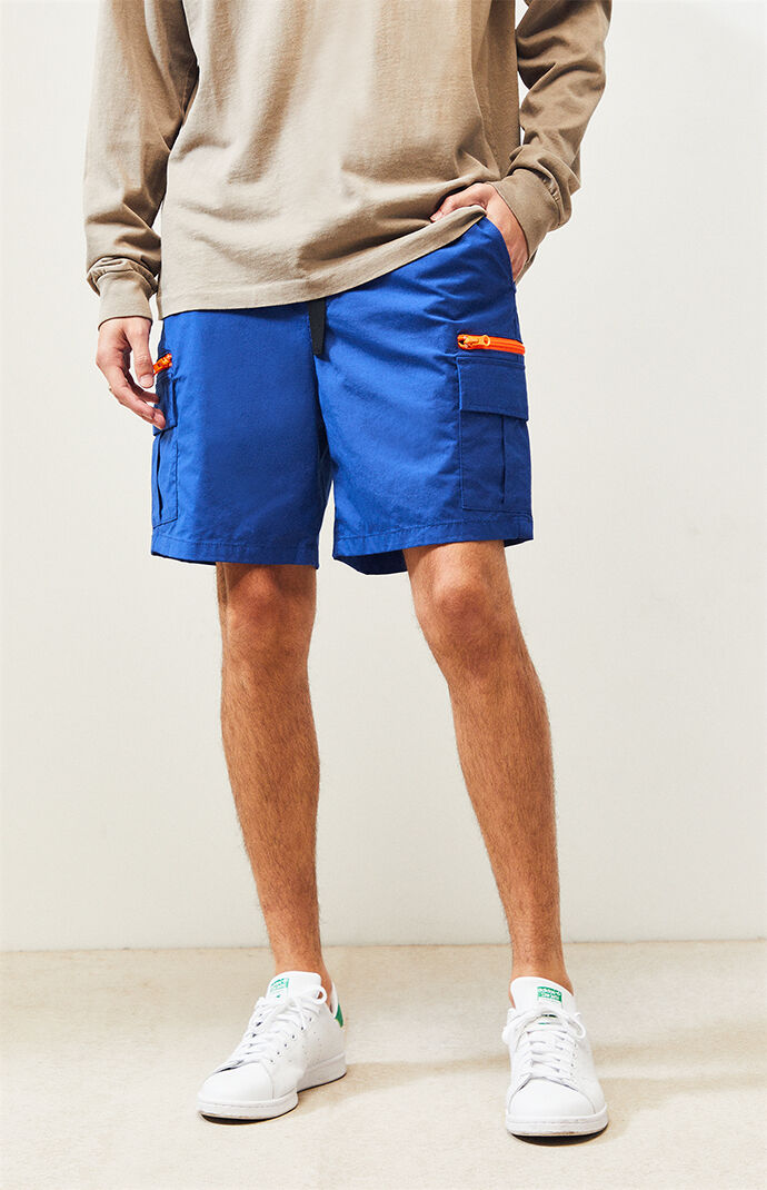 Blue Nylon Cargo Shorts