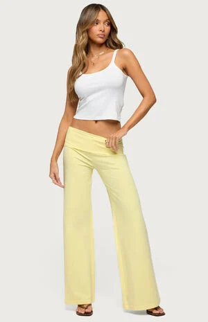 Wide Leg Foldover Pants image number 4