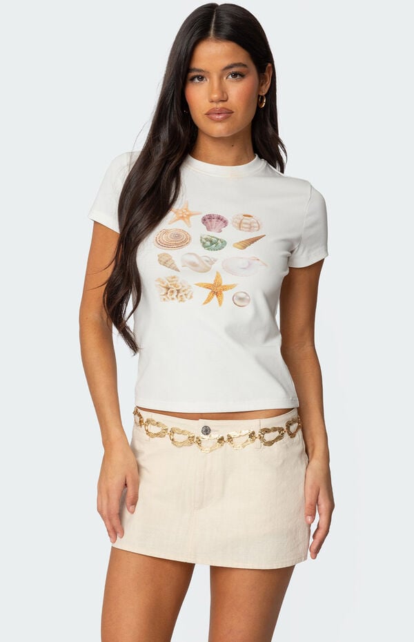 Edikted Seashells Graphic T-Shirt