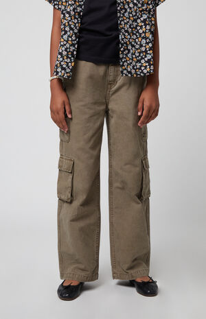 Olive Baggy Cargo Jeans image number 2