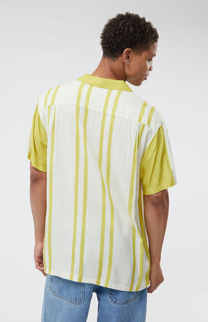 Gold Nouveau Stripe Woven Camp Shirt image number 3