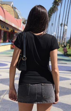Black Sheer Lace Short Sleeve Top image number 4