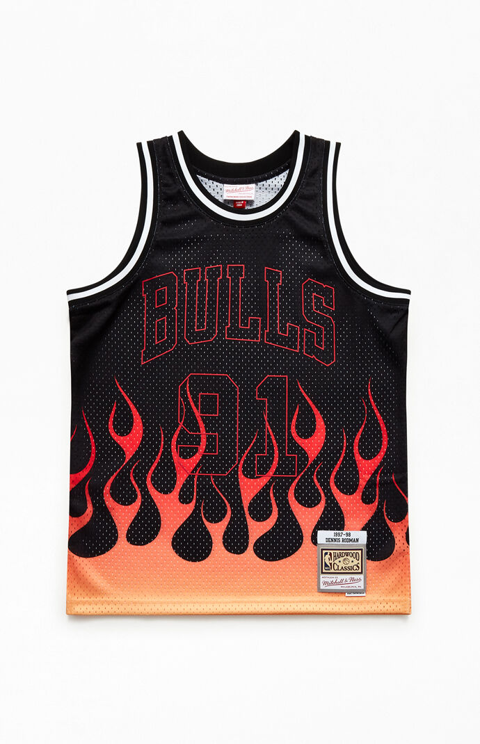 Rodman Bulls Flames Basketball Jersey