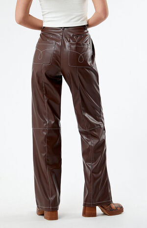 Faux Leather Contrast Trousers image number 4