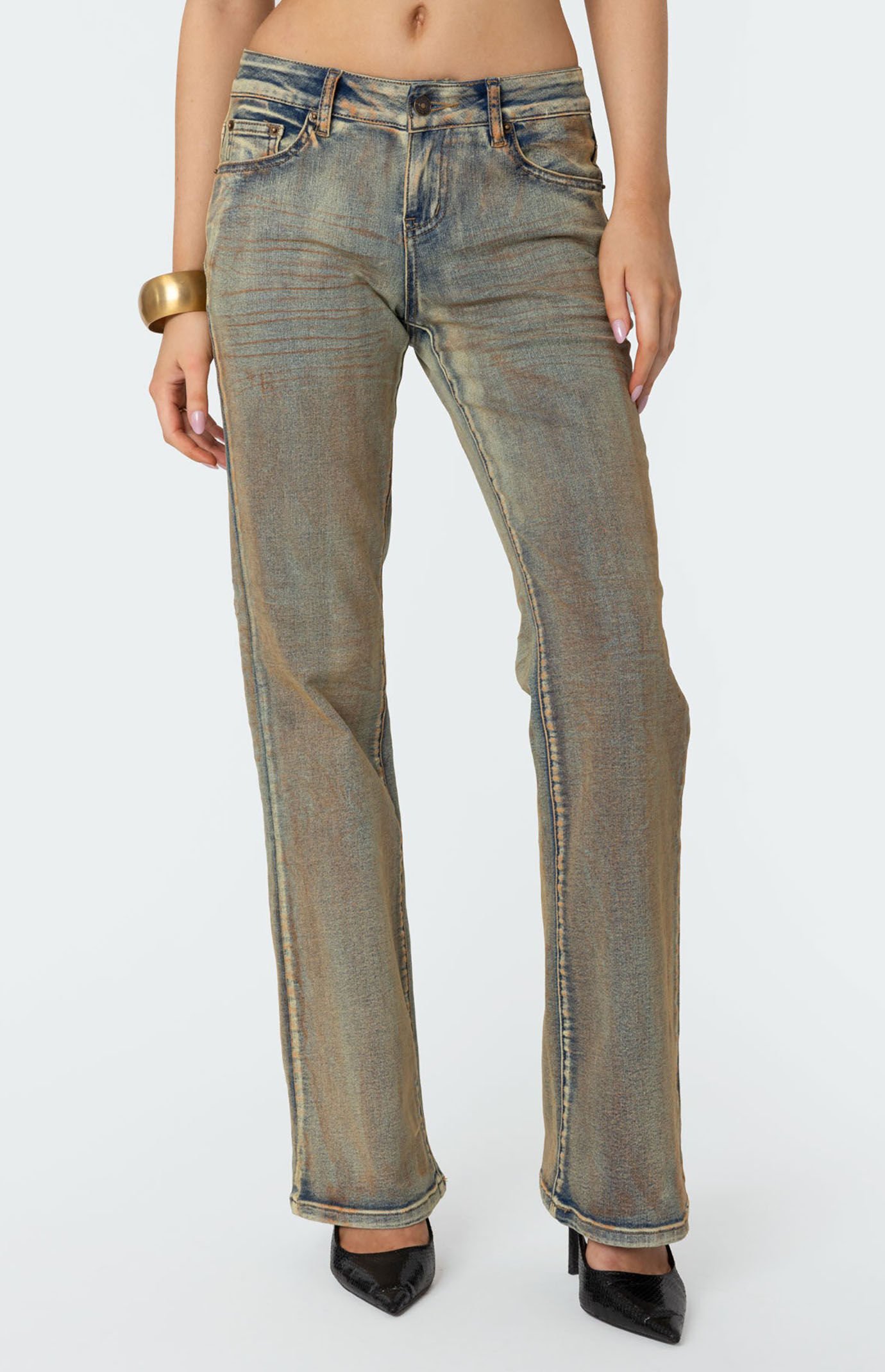 Edikted Bootcut Low Rise Mud Washed Jeans | PacSun