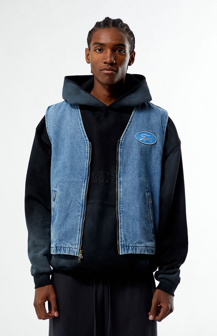 FORD Denim Zip Up Vest | PacSun