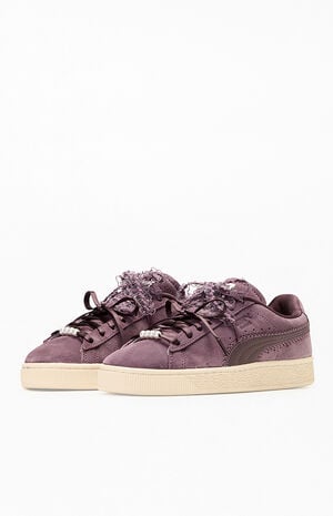 Women's Burgundy Suede Bloom Sneakers image number 2