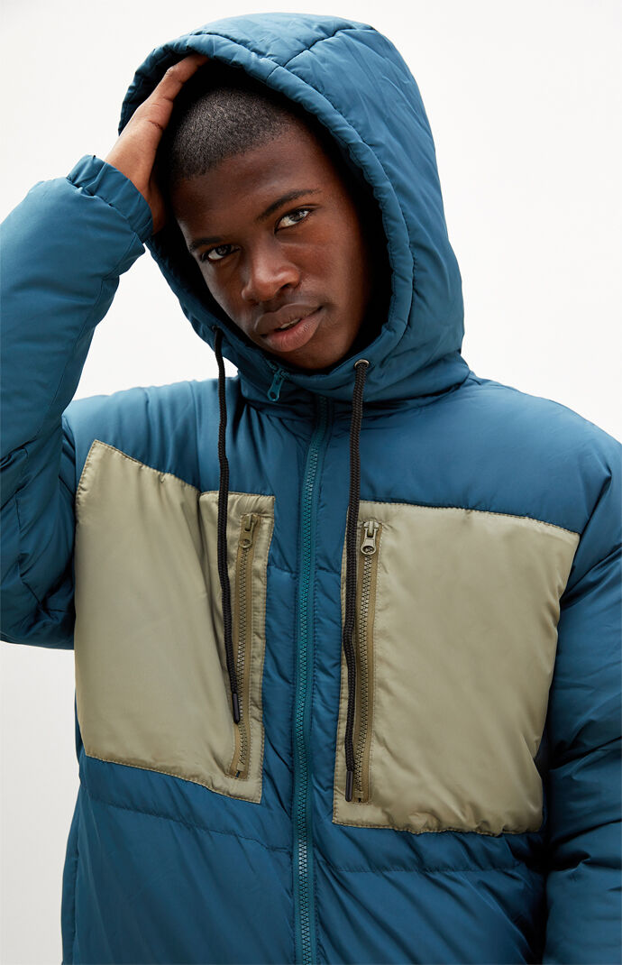 Color block top puffer coat