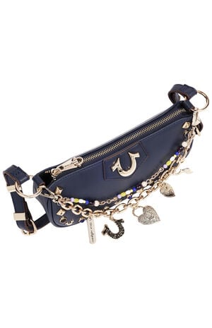 Navy Chain & Studs Shoulder Bag image number 5