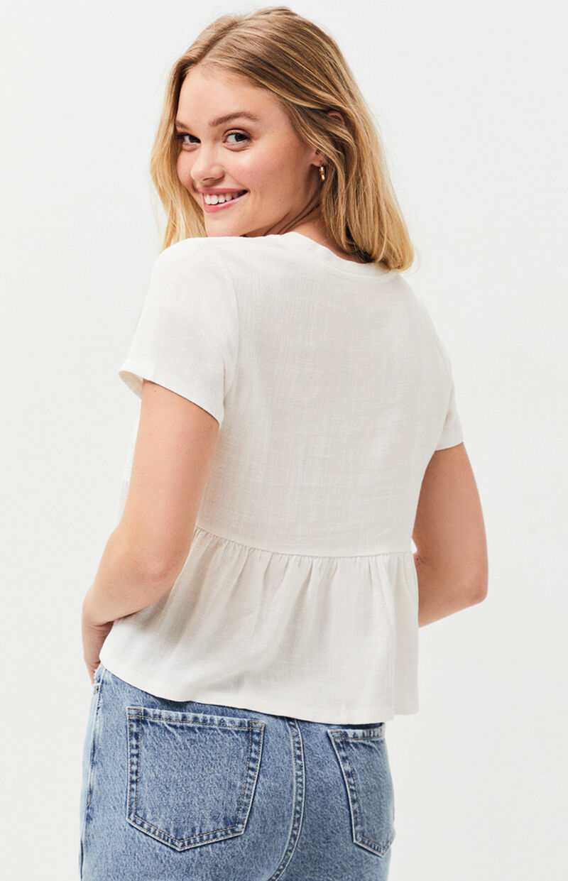 Velvet Lantern Sleeve Babydoll Shirt main image 1