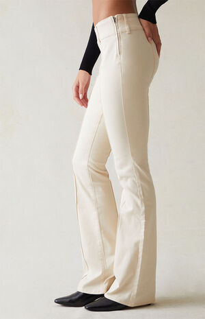 Stretch Cream Low Rise Flare Pants image number 3