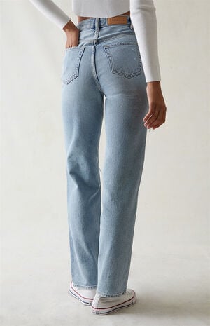 Eco Light Blue Ripped '90s Boyfriend Jeans image number 4