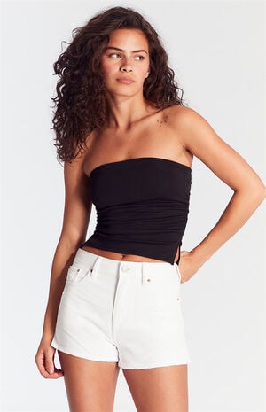 White Ripped High Waisted Denim Festival Shorts