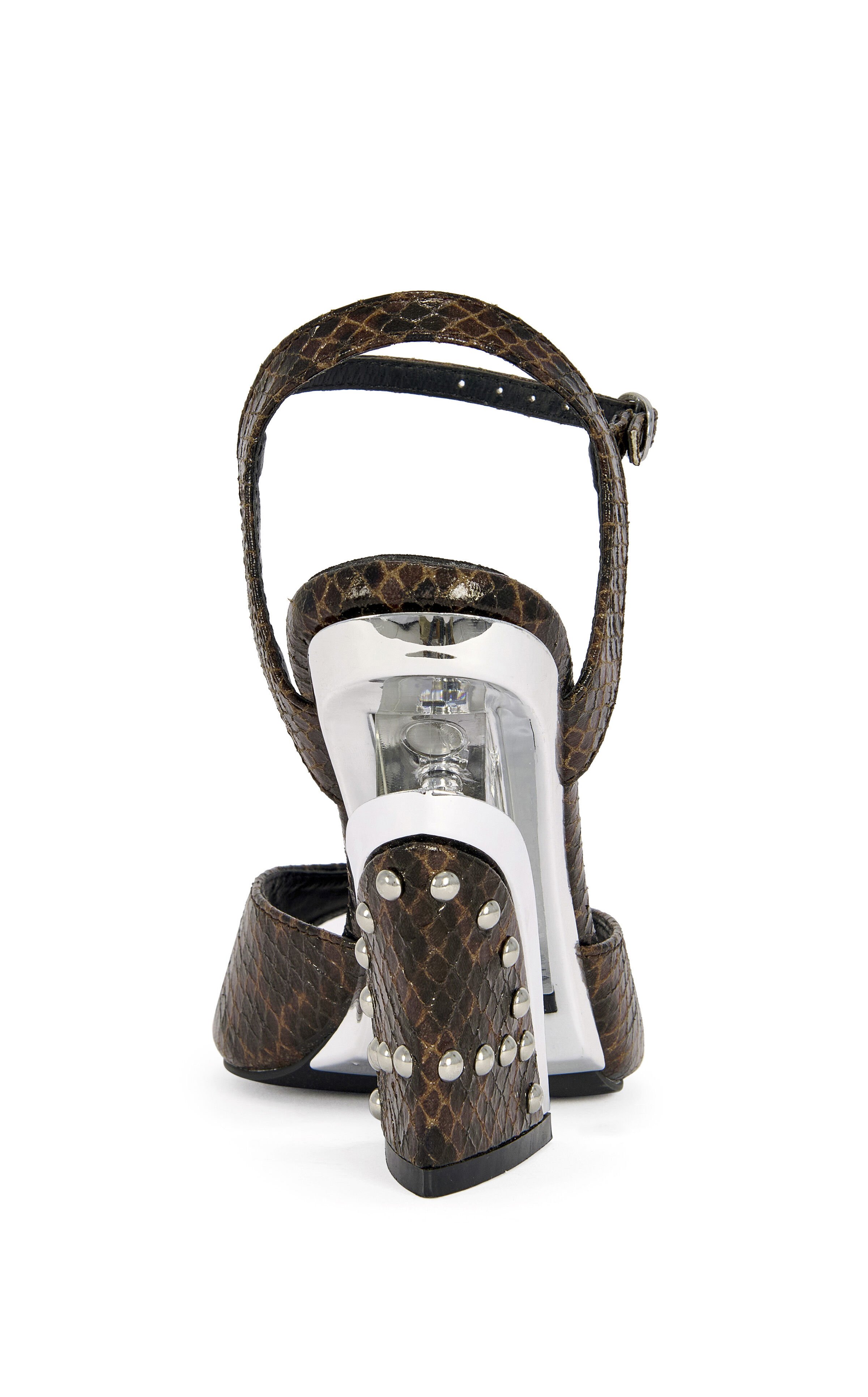 AZALEA WANG Women's Della Brown Snake Block Sandals