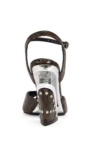 Women's Della Brown Snake Block Sandals image number 3