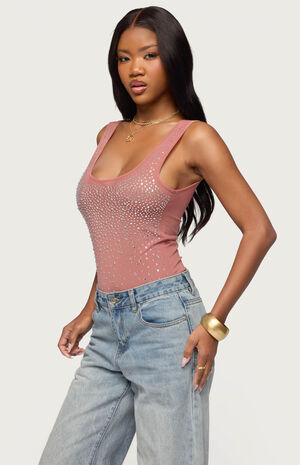 Angelita Rhinestone Sheer Mesh Bodysuit image number 2