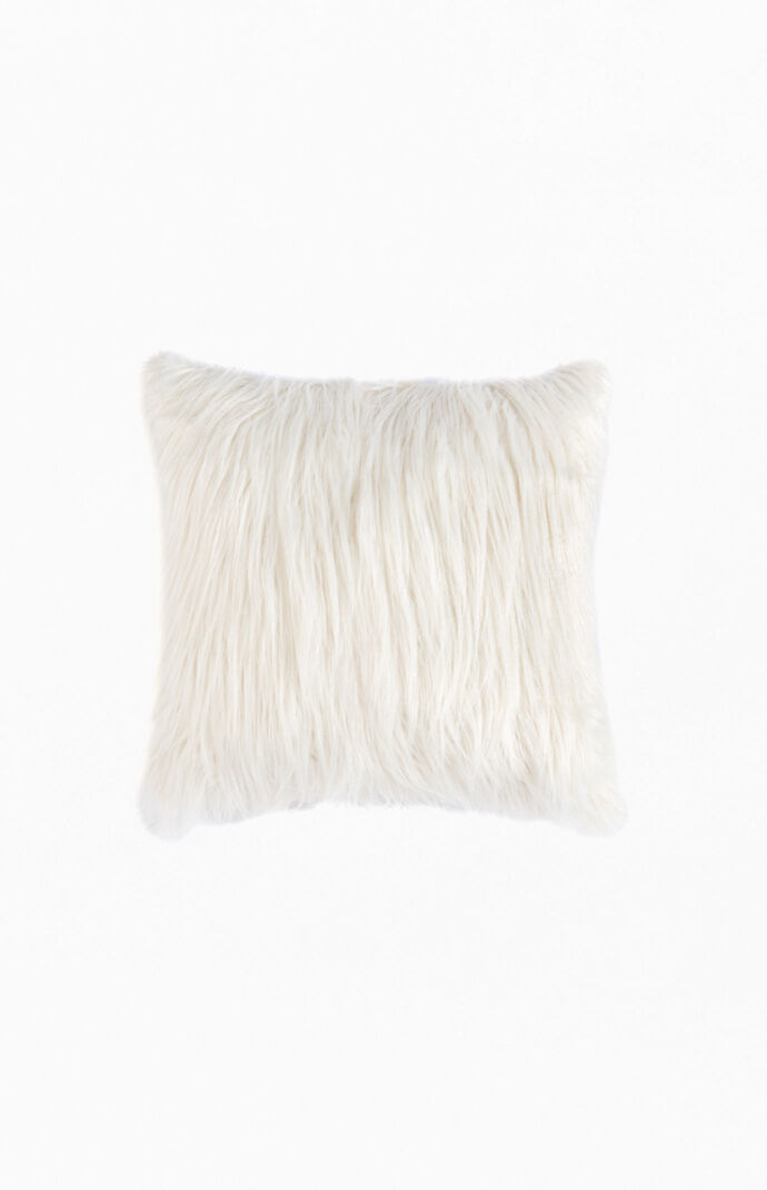 Ivory Square Shag Throw Pillow