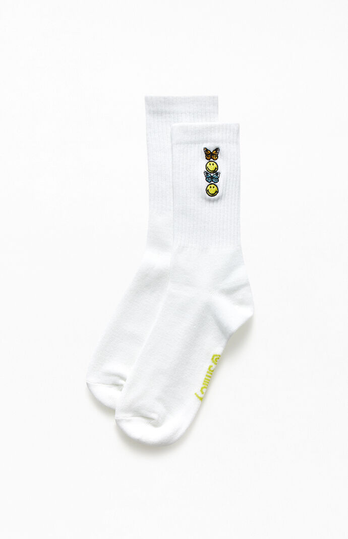 Smiley Butterfly Crew Socks