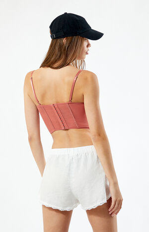 Lace Trim Mesh Corset Top image number 4