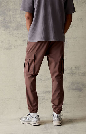 Performance Brown Slim Cargo Jogger Pants image number 4