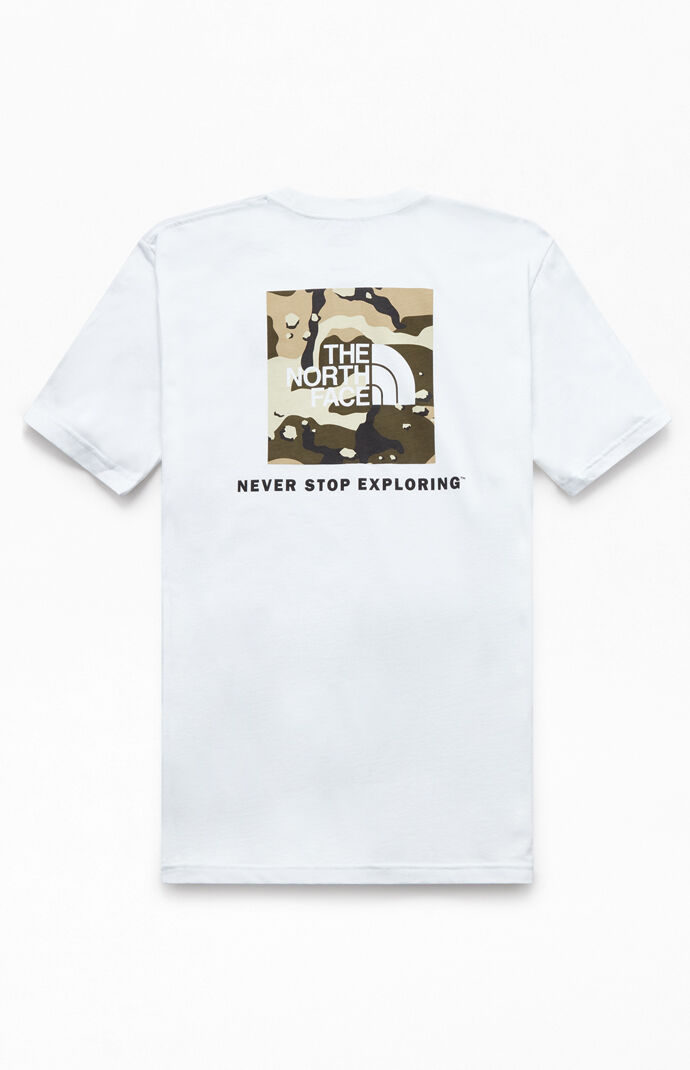 The North Face White And Camo Red Box T Shirt Pacsun